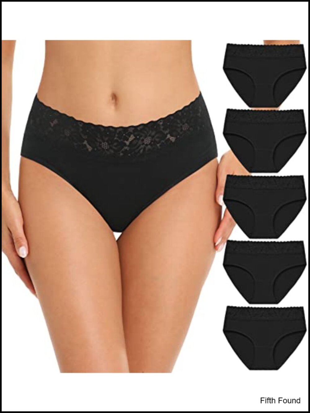 Women's Cotton Lace Bikini Panties 5 Pack No Muffin Top Hipster Underwear